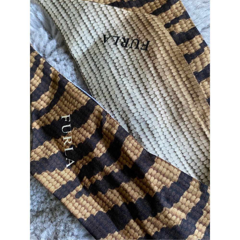 Furla Women's Black & Brown Modern Zebra Print Scarf One Size - Picture 4 of 14